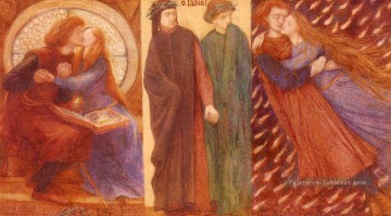  Gabriel Peintre - Paolo et Francesca Da Rimini préraphaélite Fraternité Dante Gabriel Rossetti